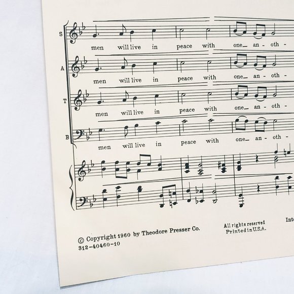 Choir Loft Choral Series Sheet Music 1960 Vintage Piano Psalm of Peace 312-40460 - Picture 4 of 5